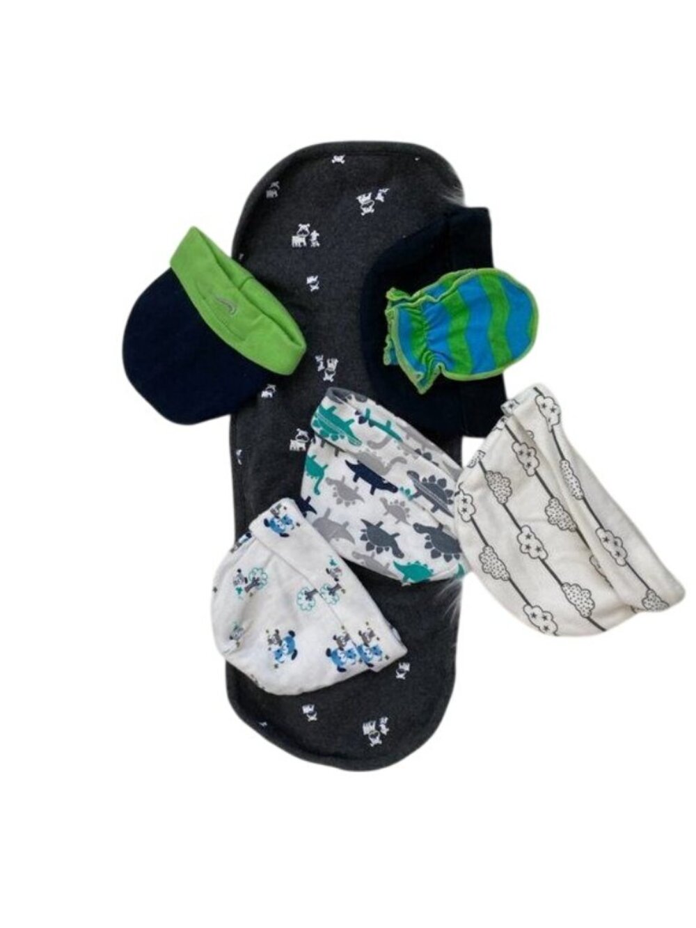 Baby Boy Hats Mittens & Towel Cloth Bundle Newborn Sizes